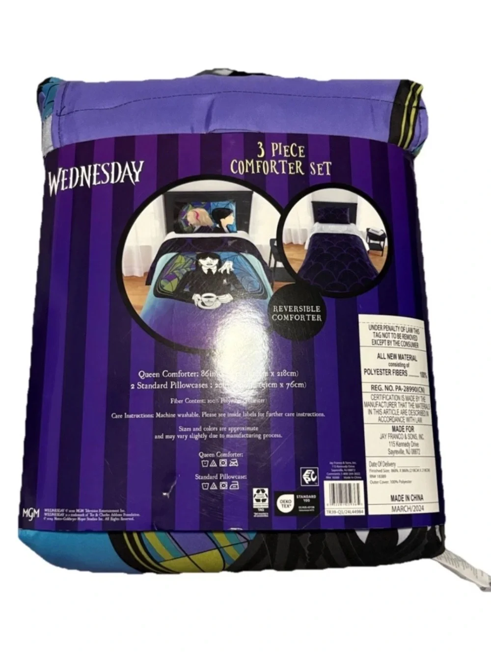 Wednesday (Addams Family) 3 pc Queen Reversible Comforter Set